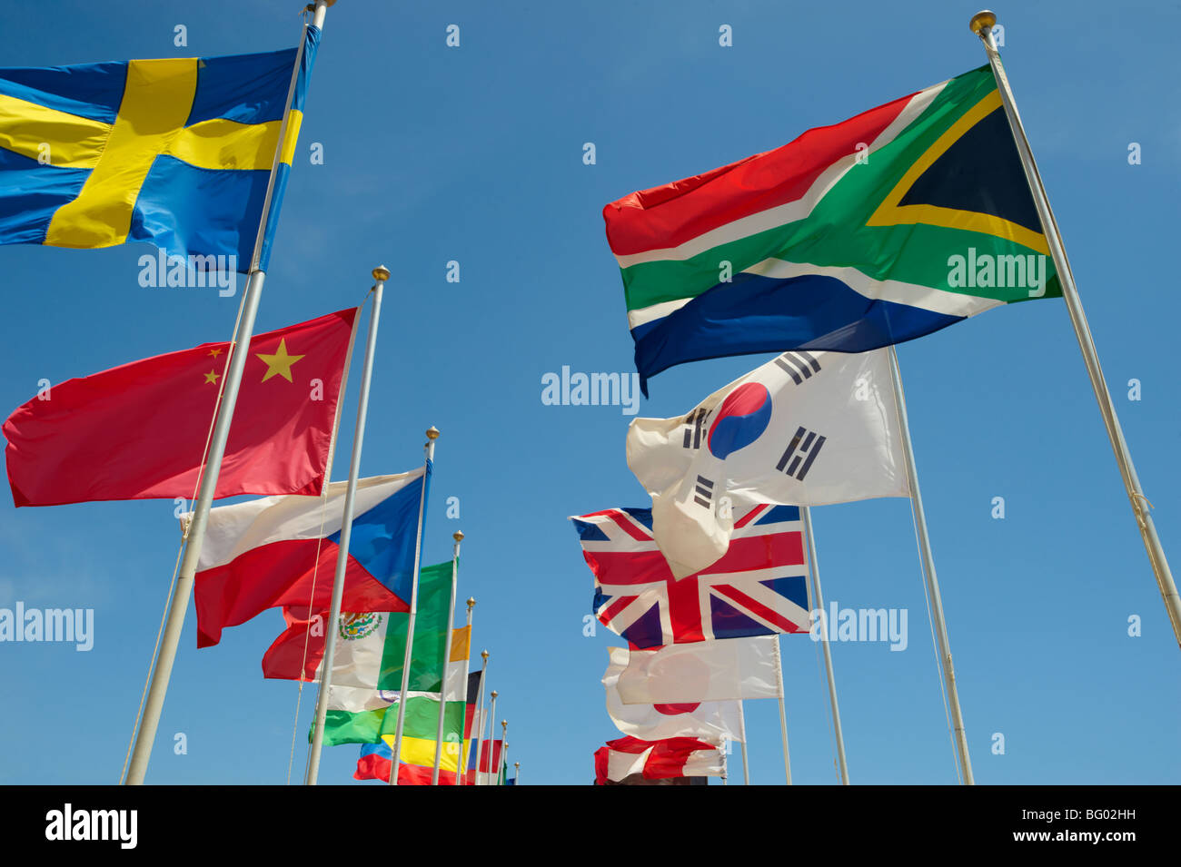 Ländern der Welt kennzeichnet International fliegen Stockfoto