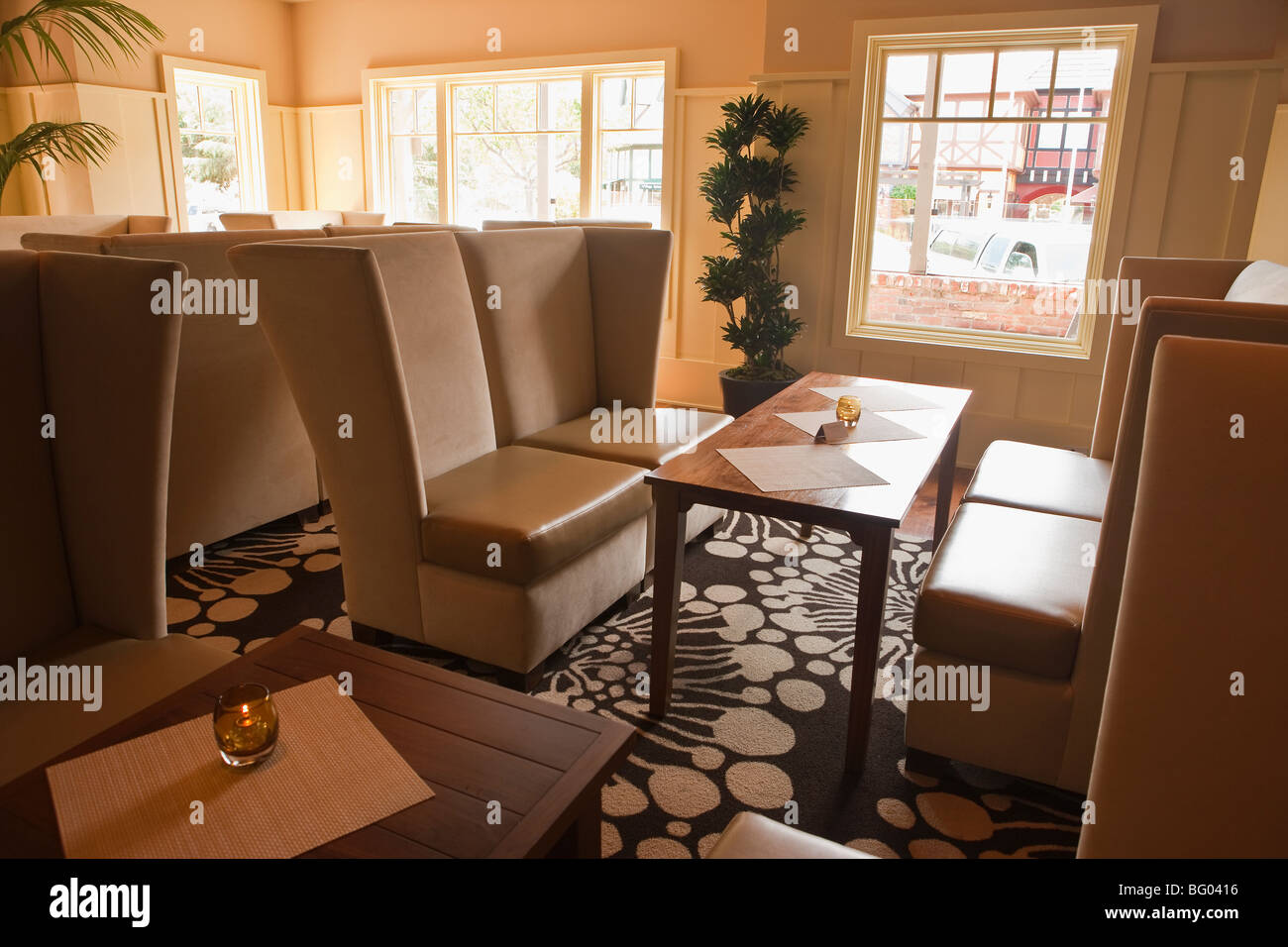 Lounge, Wurzel 246 Restaurant, Solvang, Kalifornien, Vereinigte Staaten von Amerika Stockfoto