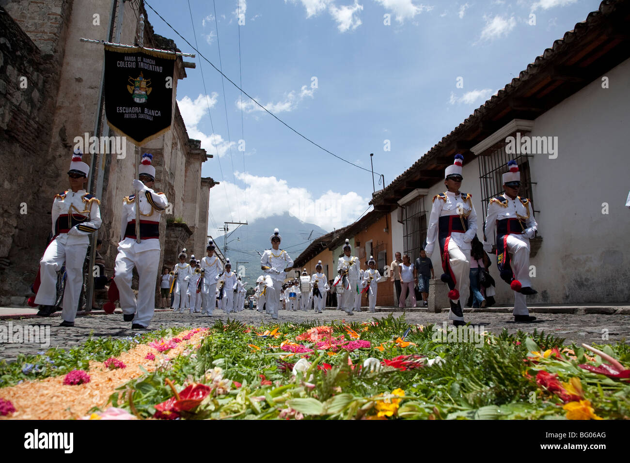 Independence Day Parade am 15. September in Antigua Guatemala. Stockfoto