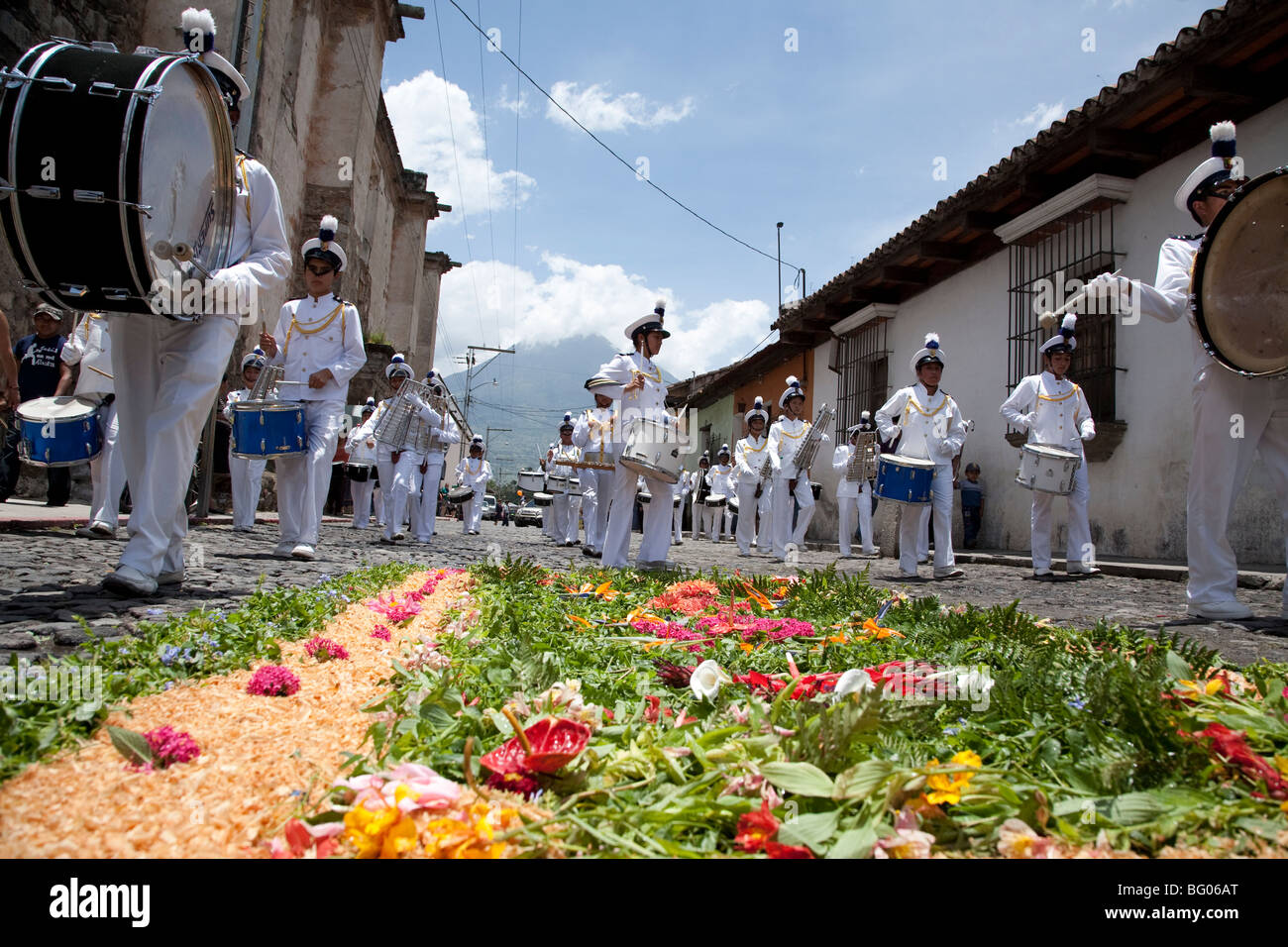 Independence Day Parade am 15. September in Antigua Guatemala. Stockfoto