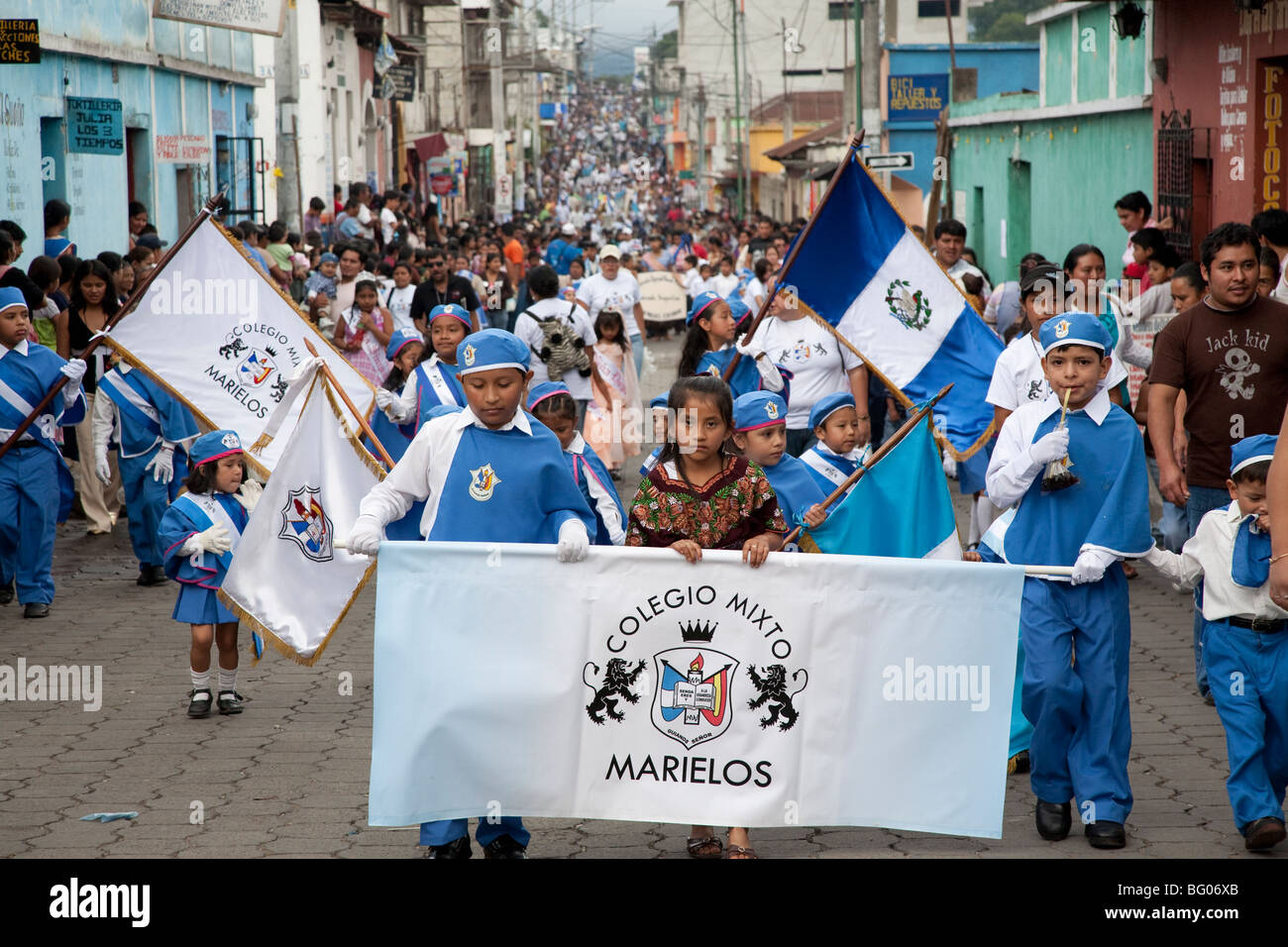 Independence Day Parade am 15. September in Ciudad Vieja in der Nähe von Antigua Guatemala. Stockfoto