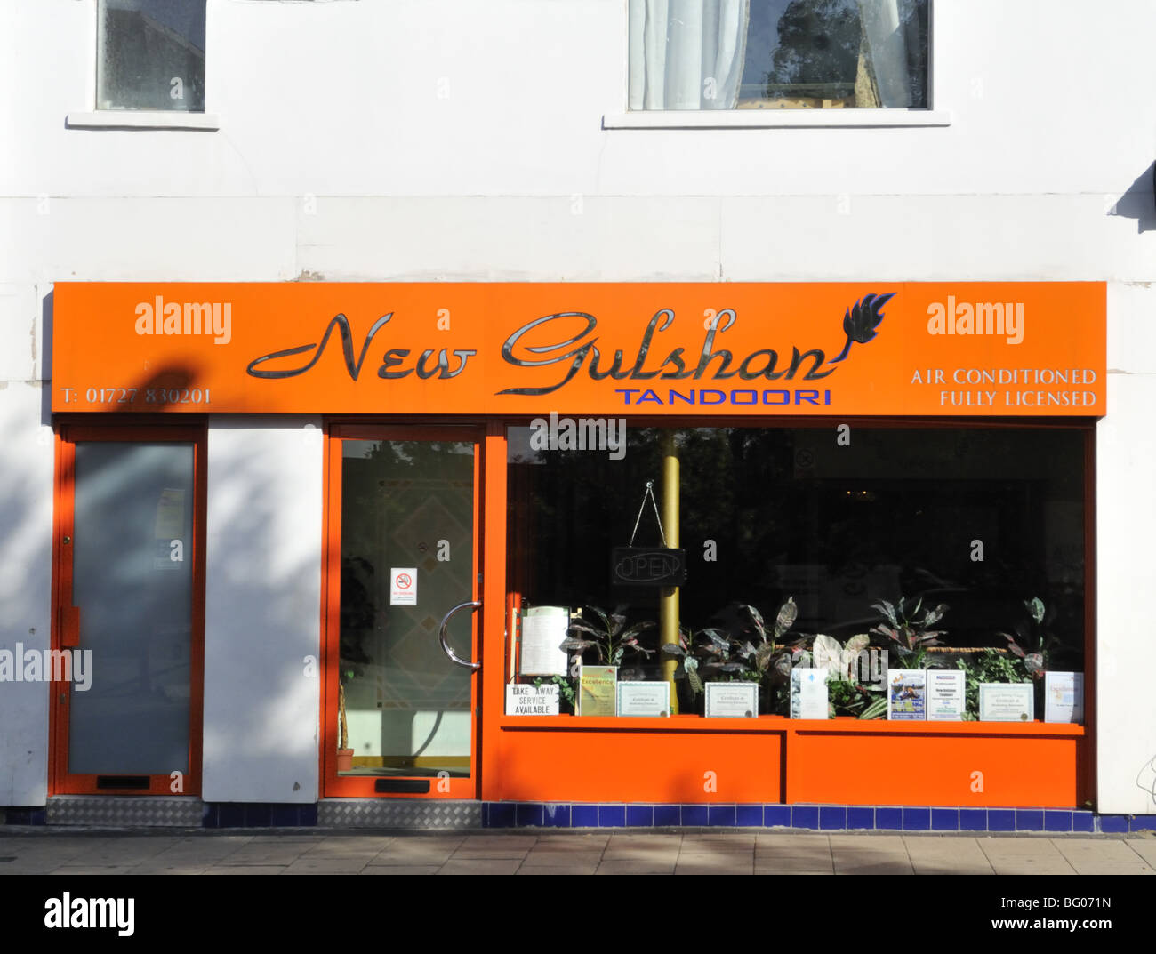 Indisches Restaurant, St Albans, UK. Stockfoto