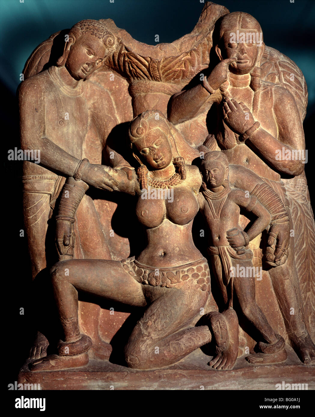 Baccanalia, Skulptur Stein aus dem 2. Jahrhundert aus Mathura, National Museum, Neu-Delhi, Indien, Asien Stockfoto