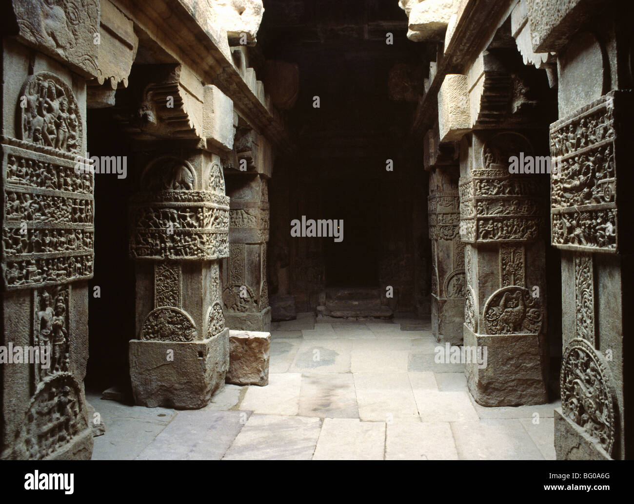 Wessuwan Tempel stammt aus dem 8. Jahrhundert n. Chr., eine imposante Tempel in der South Indian Art, Pattakadal, Karnataka, Indien Stockfoto