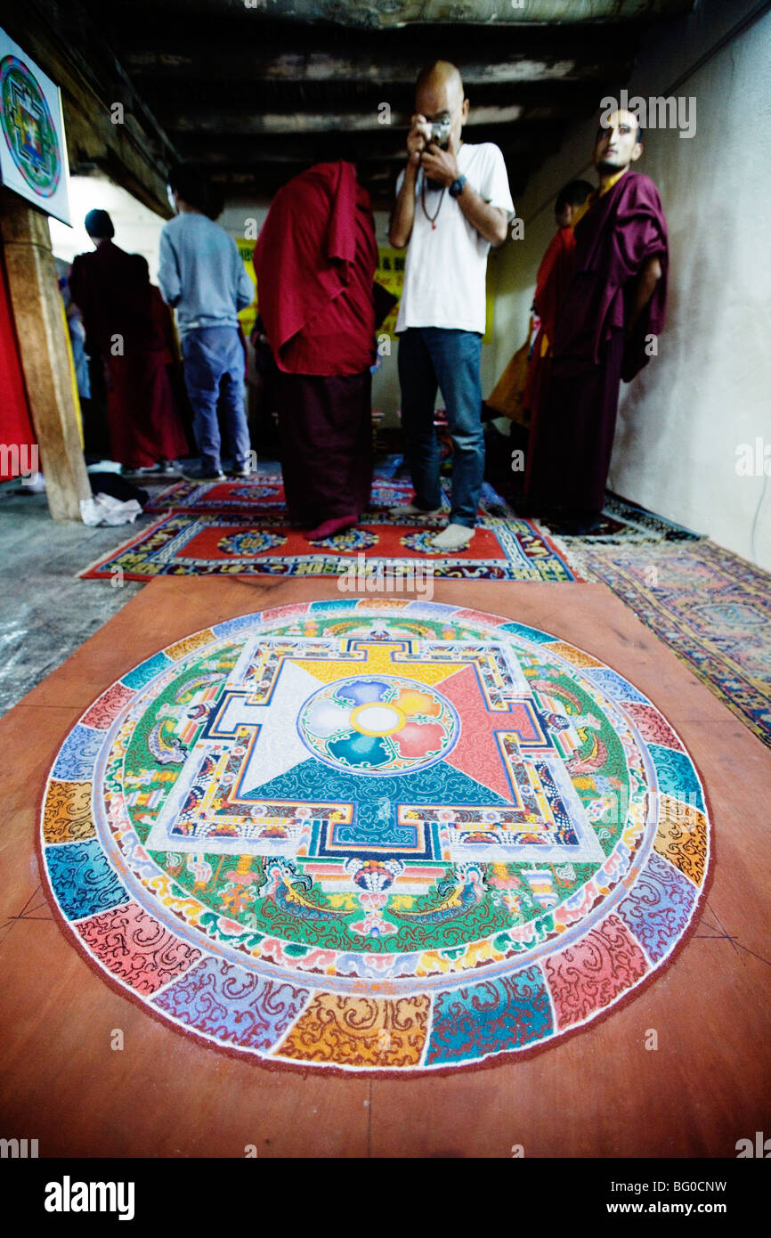 Ein Mandala im Namgyal Tsemos Gompa (tibetisch-buddhistischen Kloster) in Leh, Ladakh, Indien. Stockfoto