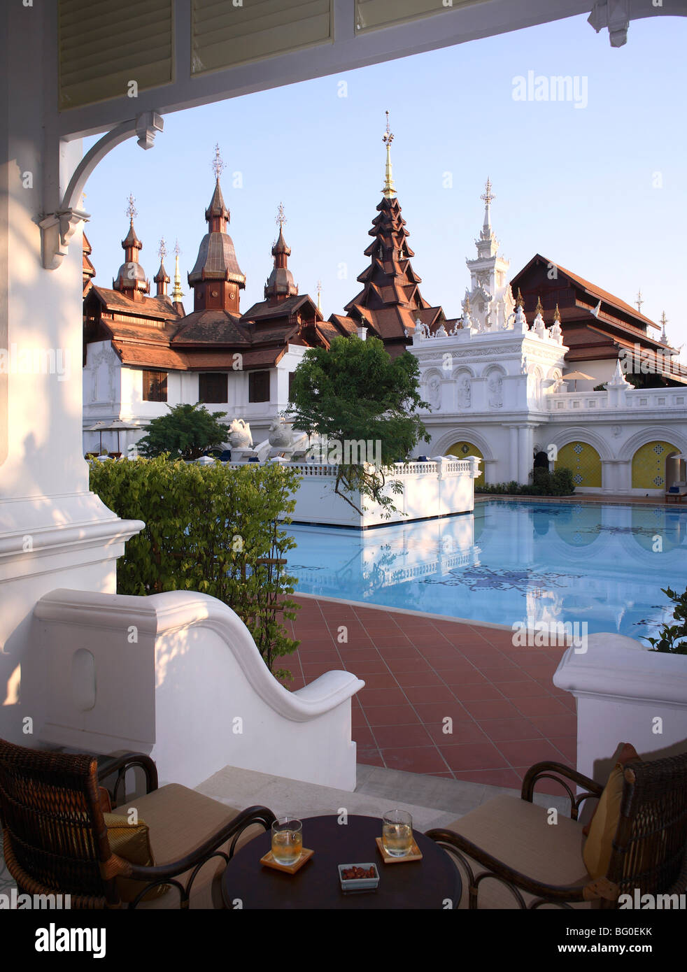 Pool im Mandarin Oriental Dhara Dhevi Hotel in Chiang Mai, Thailand, Südostasien, Asien Stockfoto
