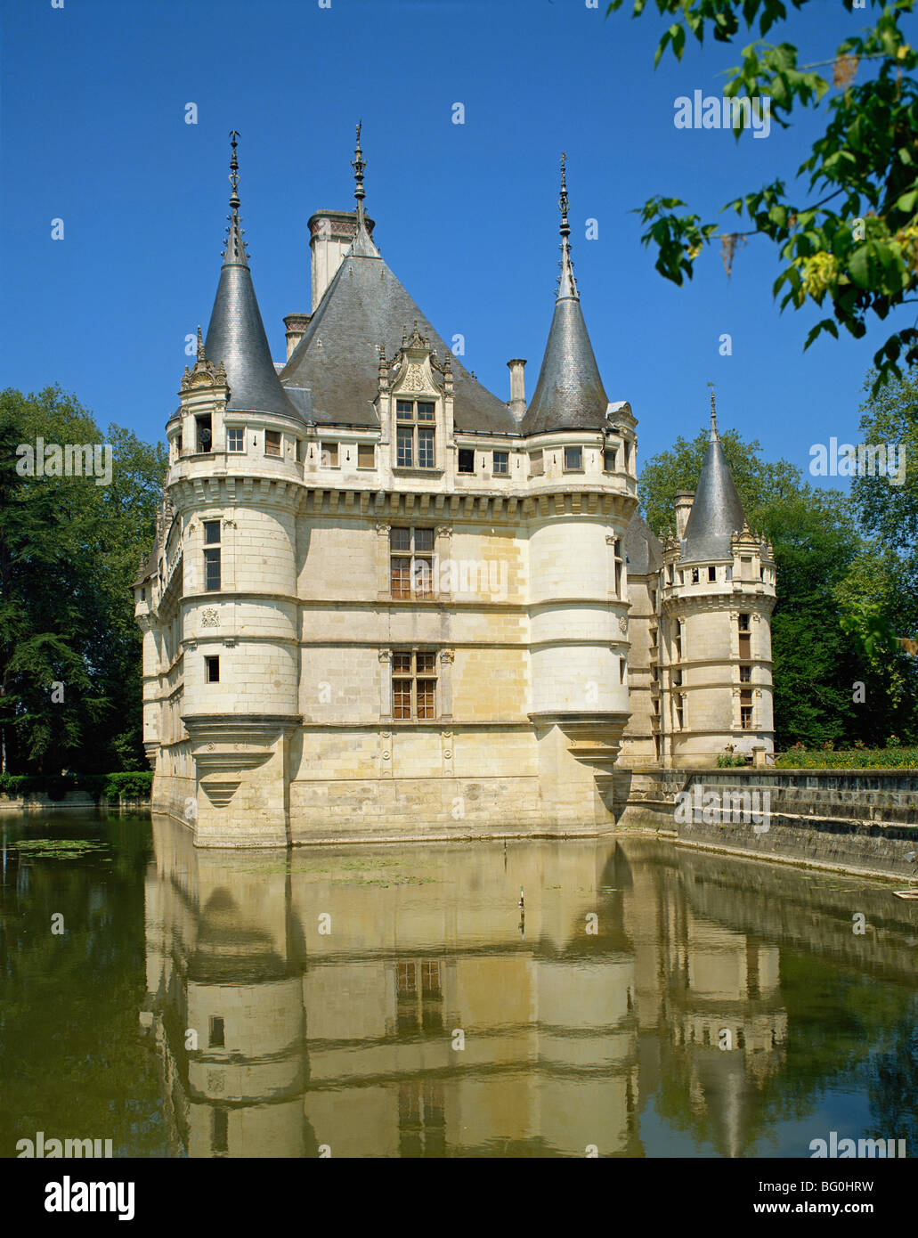 Schloss, Azay-le-Rideau, Indre-et-Loire, Loire-Tal, Frankreich Stockfoto