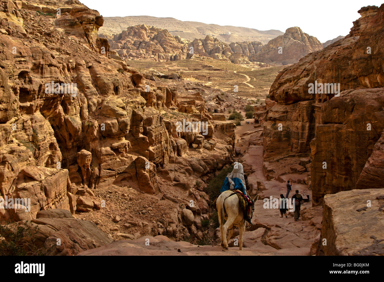Herab, von Kloster (Al-Deir) ins Tal, Petra, Jordanien Stockfoto