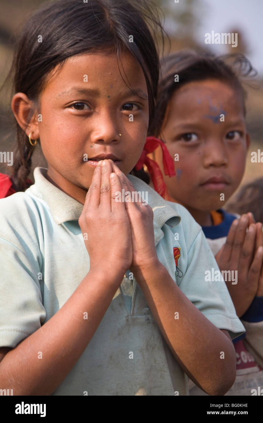 Dorfkinder, Sikles Trek, Pokhara, Nepal, Asien Stockfoto