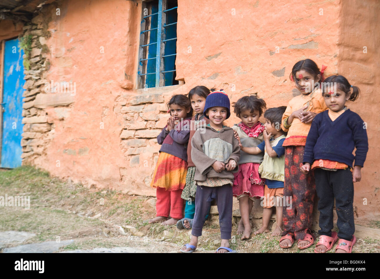 Dorfkinder, Sikles Trek, Pokhara, Nepal, Asien Stockfoto