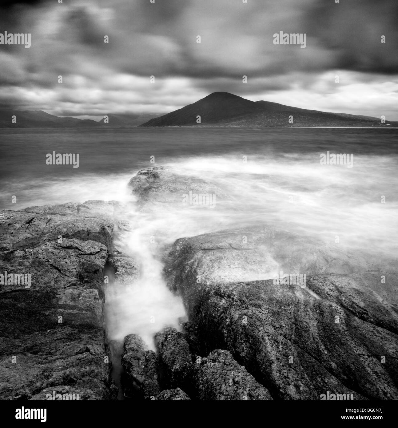 Blick Richtung Luskentyre und den Hügeln von North Harris aus Isle z., äußeren Hebriden, Schottland, Vereinigtes Königreich, Europa Stockfoto