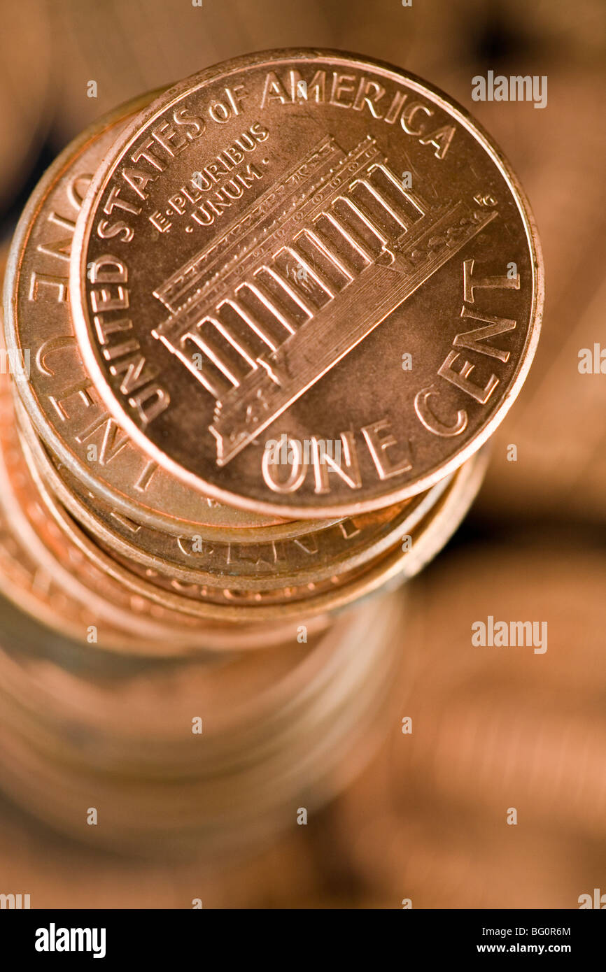 US-Cent gestapelt Stockfoto