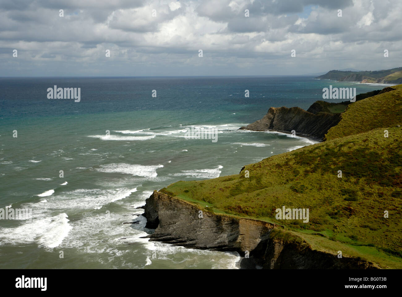 Baskische Küste von hohen Aussichtspunkt, Costa Vasca, Baskenland, Spanien, Europa Stockfoto