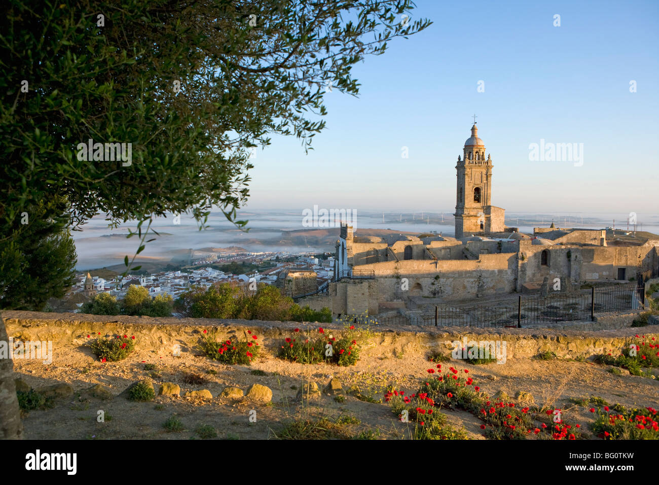 Misty Ansicht, Medina Sidonia, Andalusien, Spanien, Europa Stockfoto