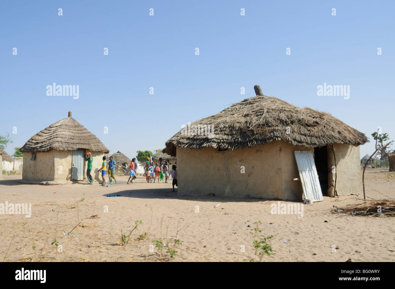 Pular Stammes-Dorf, Sounth Badone, Senegal, Westafrika, Afrika Stockfoto