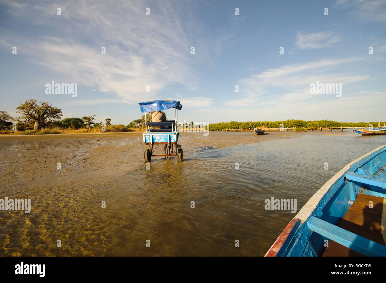Pferd und Wagen, Sine-Saloum-Delta, Senegal, Westafrika, Afrika Stockfoto