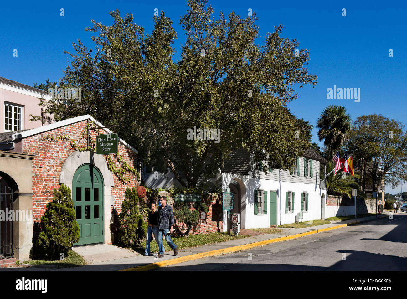 Das älteste Haus (González Alvarez) und Museumsshop, St Francis Street, St. Augustine, Florida, USA Stockfoto