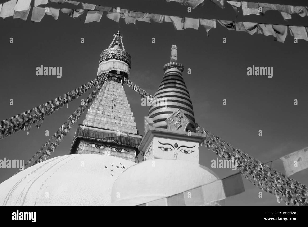 Bodhnath Stupa in Kathmandu, Nepal ist ein UNESCO-Weltkulturerbe und eines der größten Stupas der Welt Stockfoto