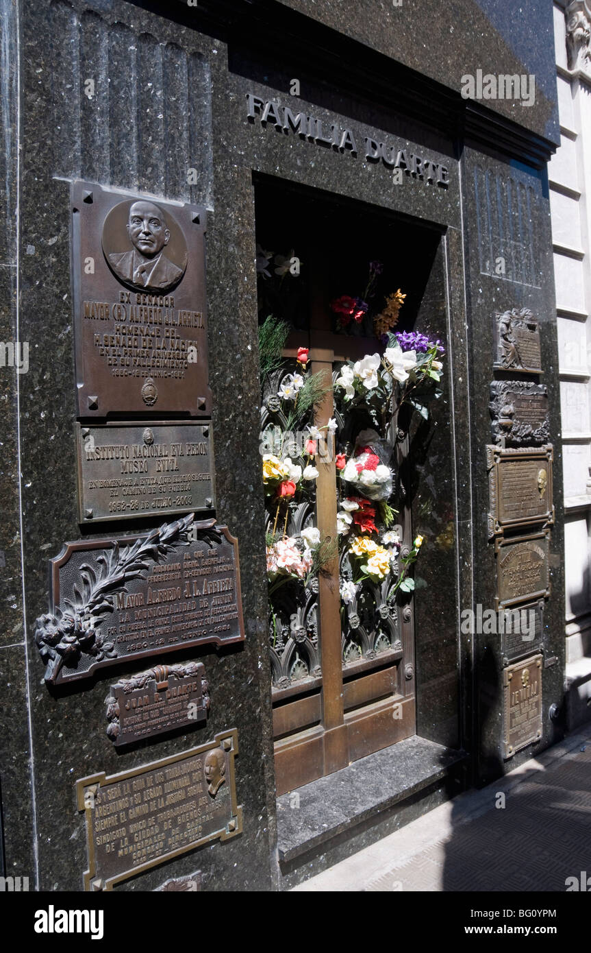 Grab von Eva Perón (Evita), Cementerio De La Recoleta Friedhof in Recoleta, Buenos Aires, Argentinien, Südamerika Stockfoto