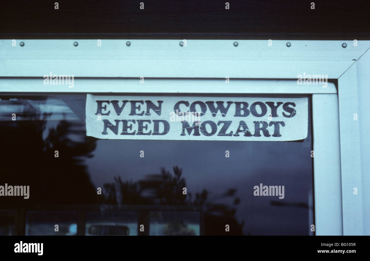Autoaufkleber, Cowboys, Mozart Stockfoto