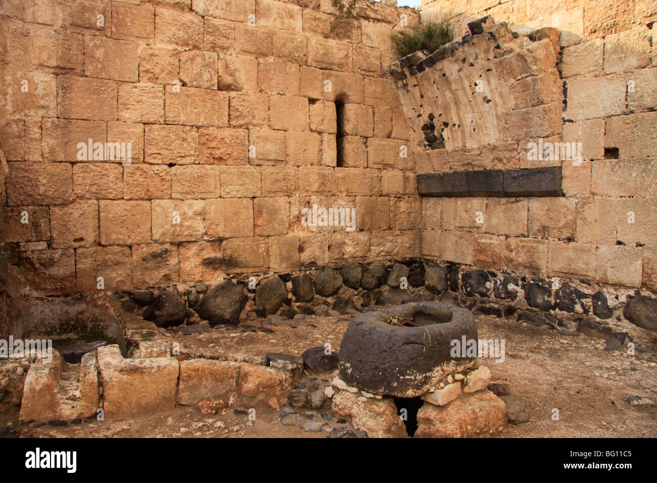 Israel, unteren Galiläa, Crusader Festung Belvoir, die Wasserfläche Zisterne und Wäsche Stockfoto