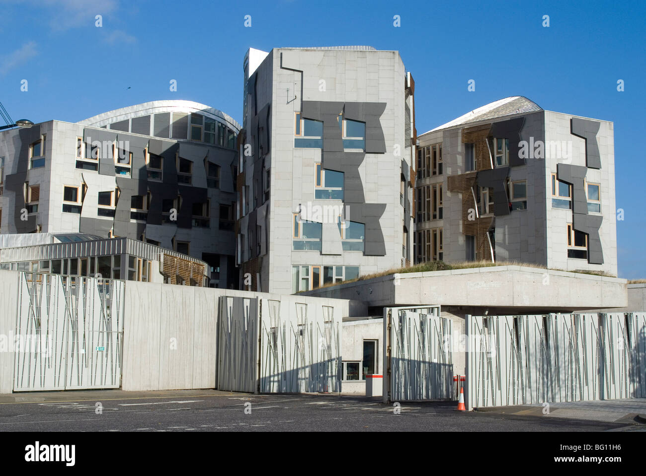 Neuen schottischen Parlamentsgebäude, Architekten Enric Miralles, Holyrood, Edinburgh, Schottland, Vereinigtes Königreich, Europa Stockfoto