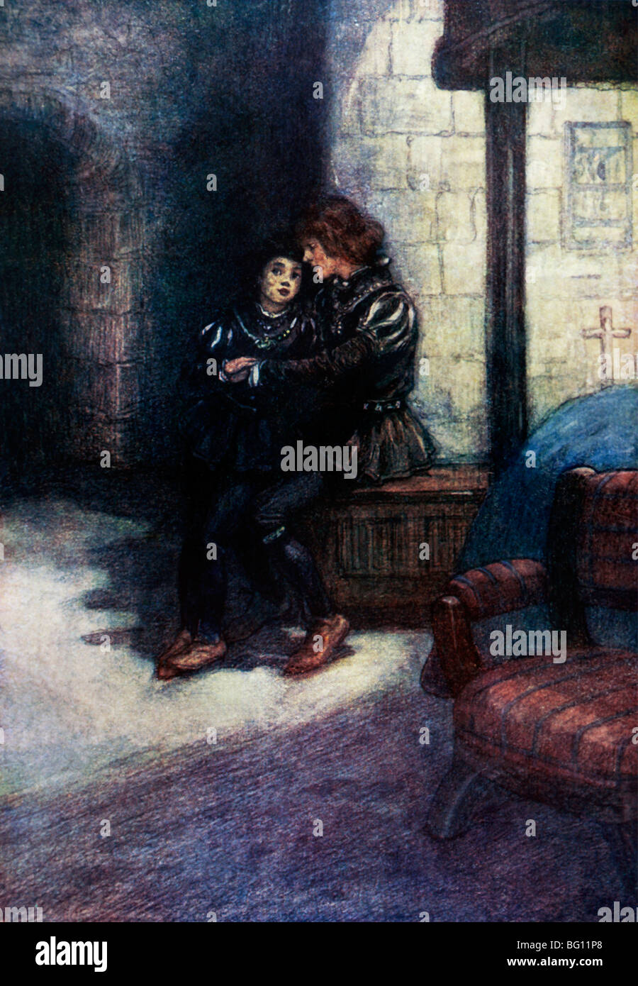 Illustration von zwei kleinen Prinzen In den Turm Prinz Edward und Prinz Richard im Tower Of London Stockfoto