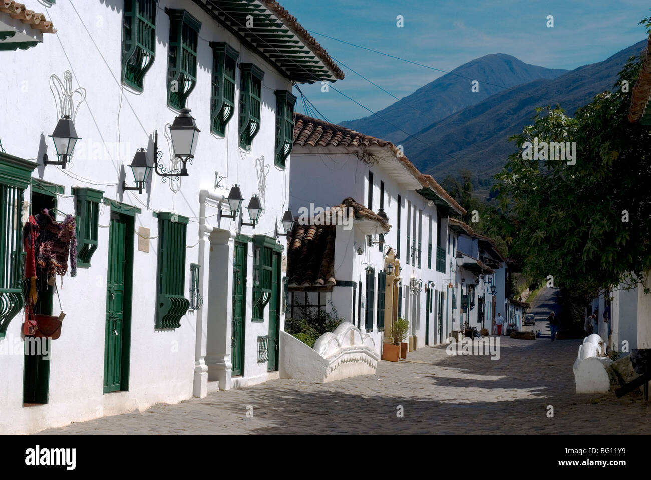 Die koloniale Stadt von Villa de Leyva, Kolumbien, Südamerika Stockfoto