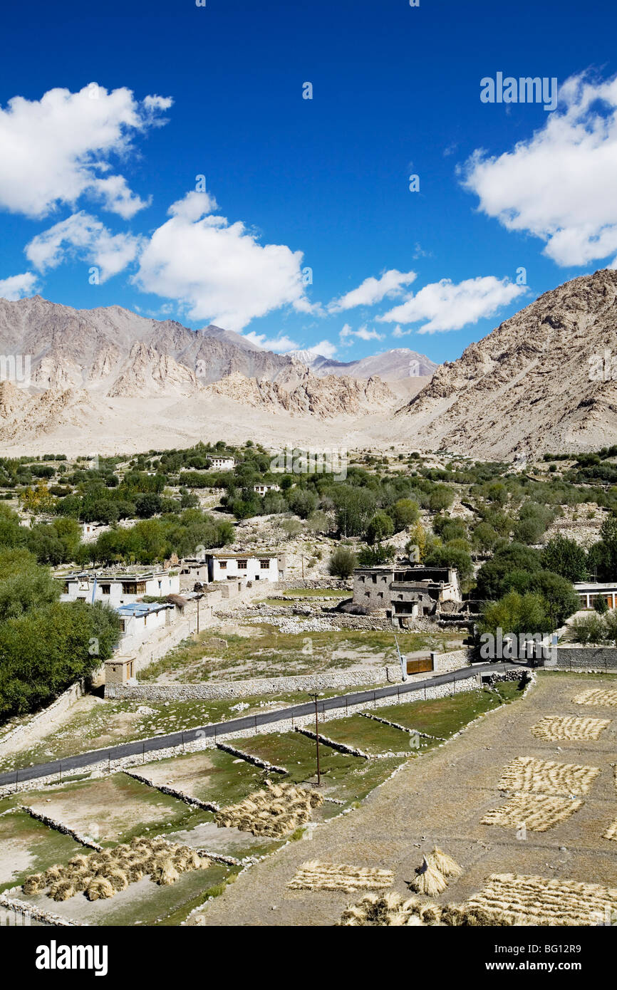 Blick auf Hemis Dorf, Ladakh, indischen Himalaya. Stockfoto