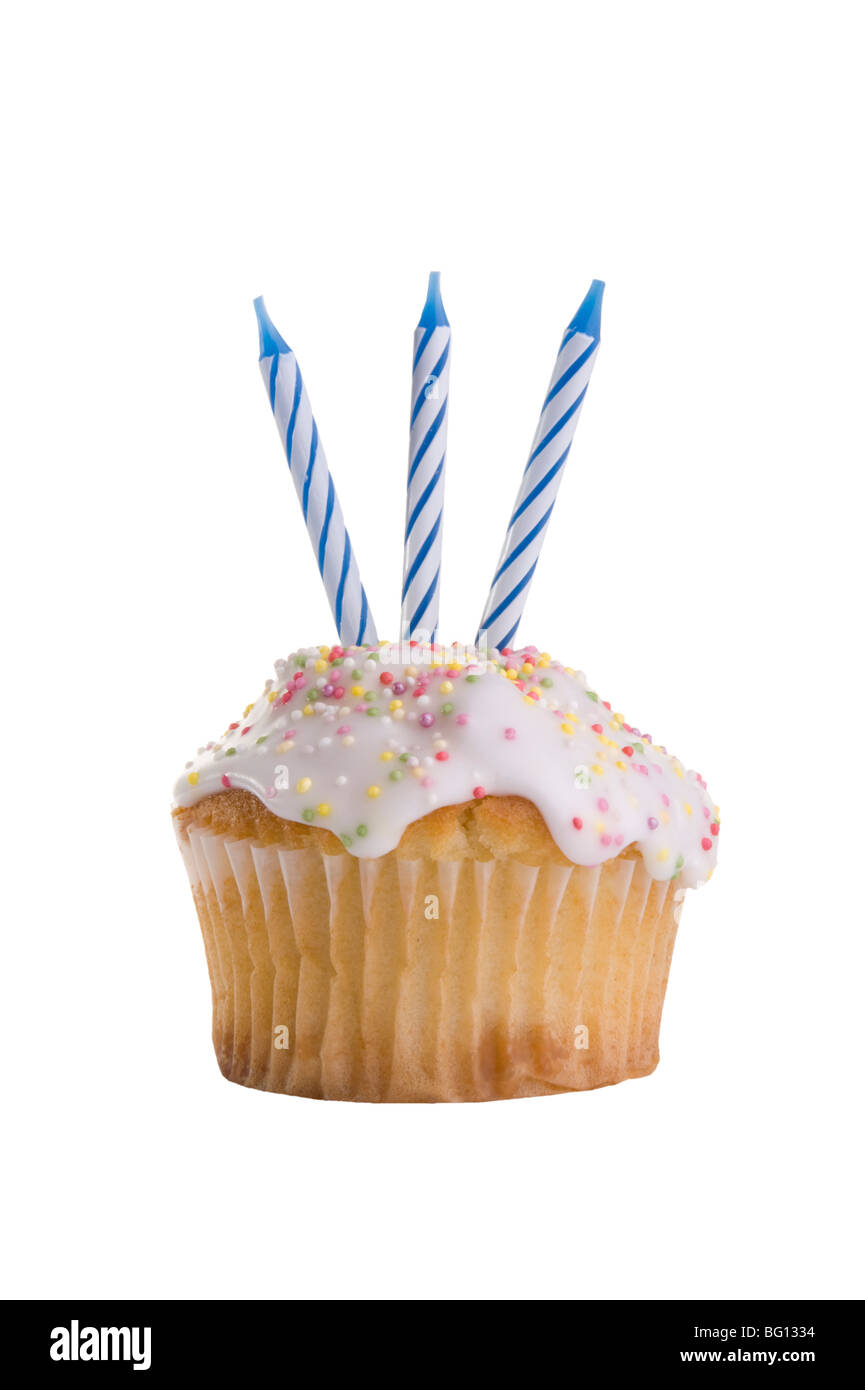 Cupcake Mit Drei Geburtstag Oder Jahrestag Kerzen Stockbild Cupcake Mit Drei Geburtstag Oder Jahrestag Kerzen Stockbild