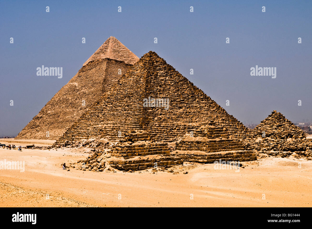 Die großen Pyramiden von Gizeh, Ägypten. Stockfoto