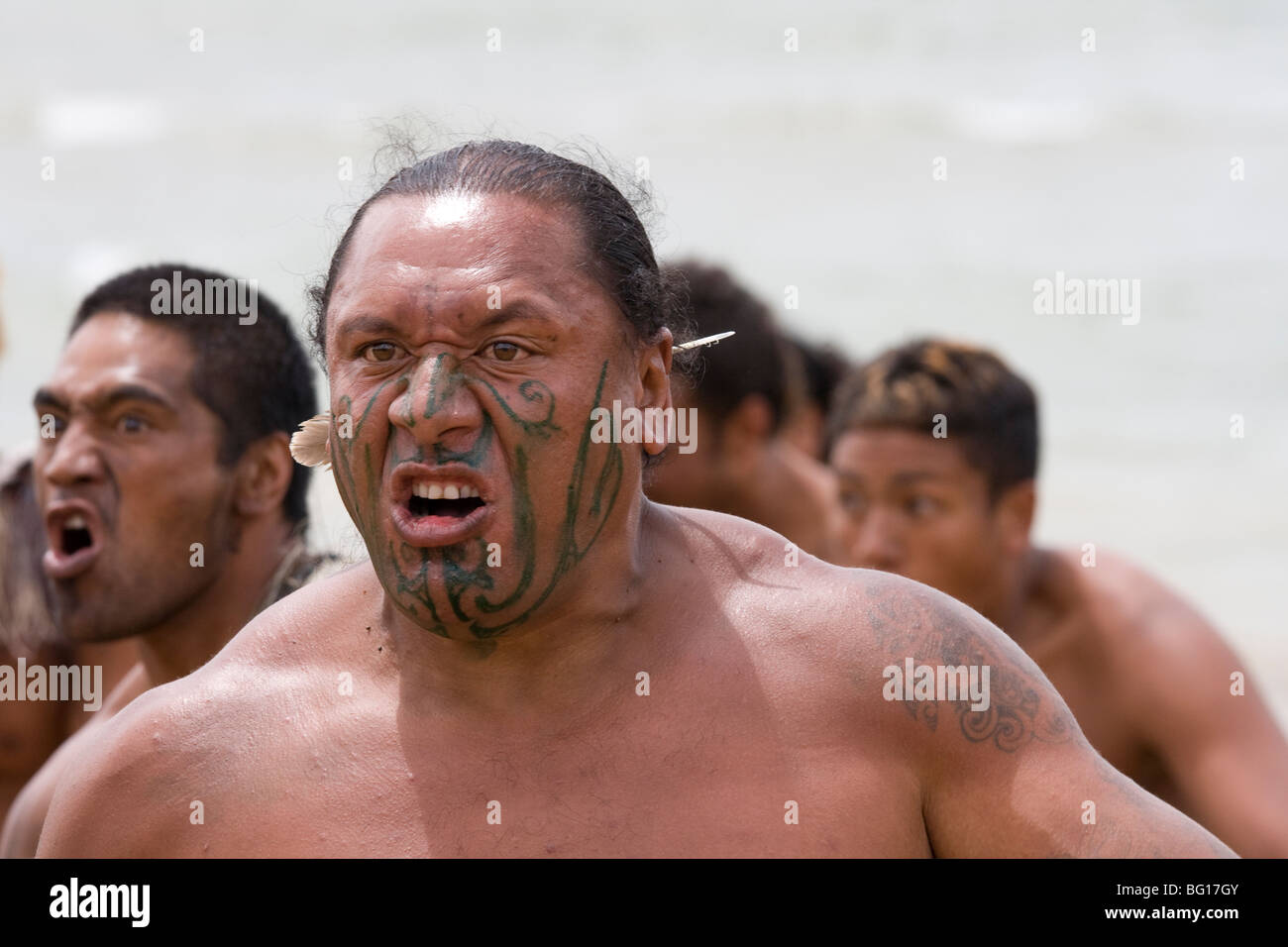 Maori männlichen während Waitangi day Stockfoto