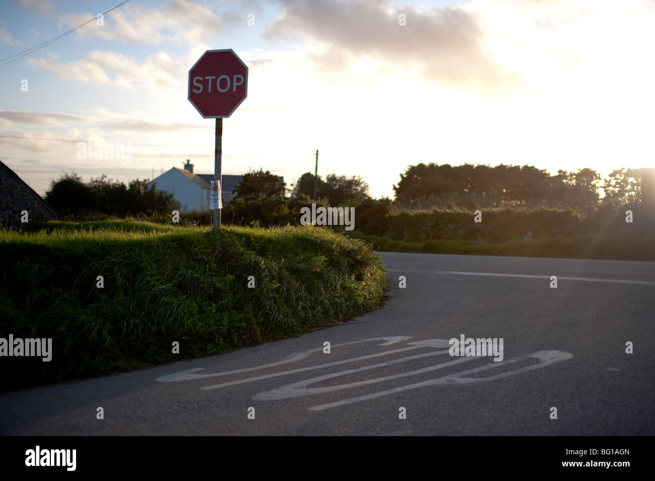 Stop-Schild, Zennor Stockfoto