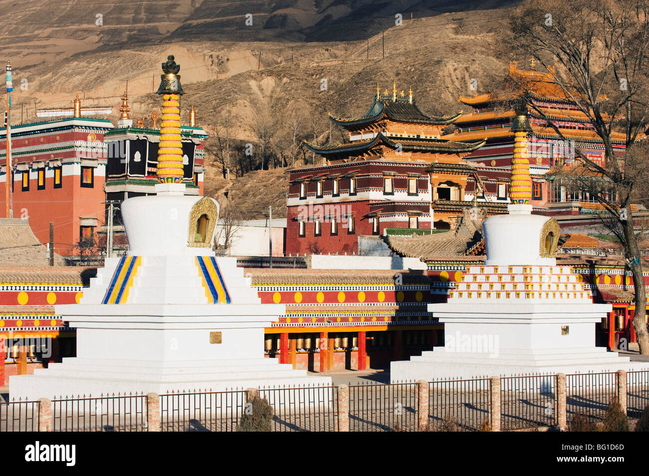 Wutun Si niedriger Tempel, Gomar Lamakloster, Tongren, Qinghai Provinz, China, Asien Stockfoto