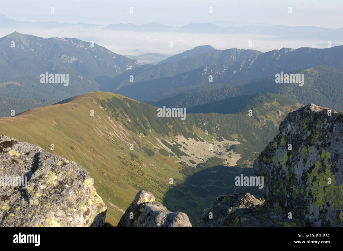 Blick nach Norden vom Dumbier Peak in der niedrigen hohe Tatra Slowakei Stockfoto
