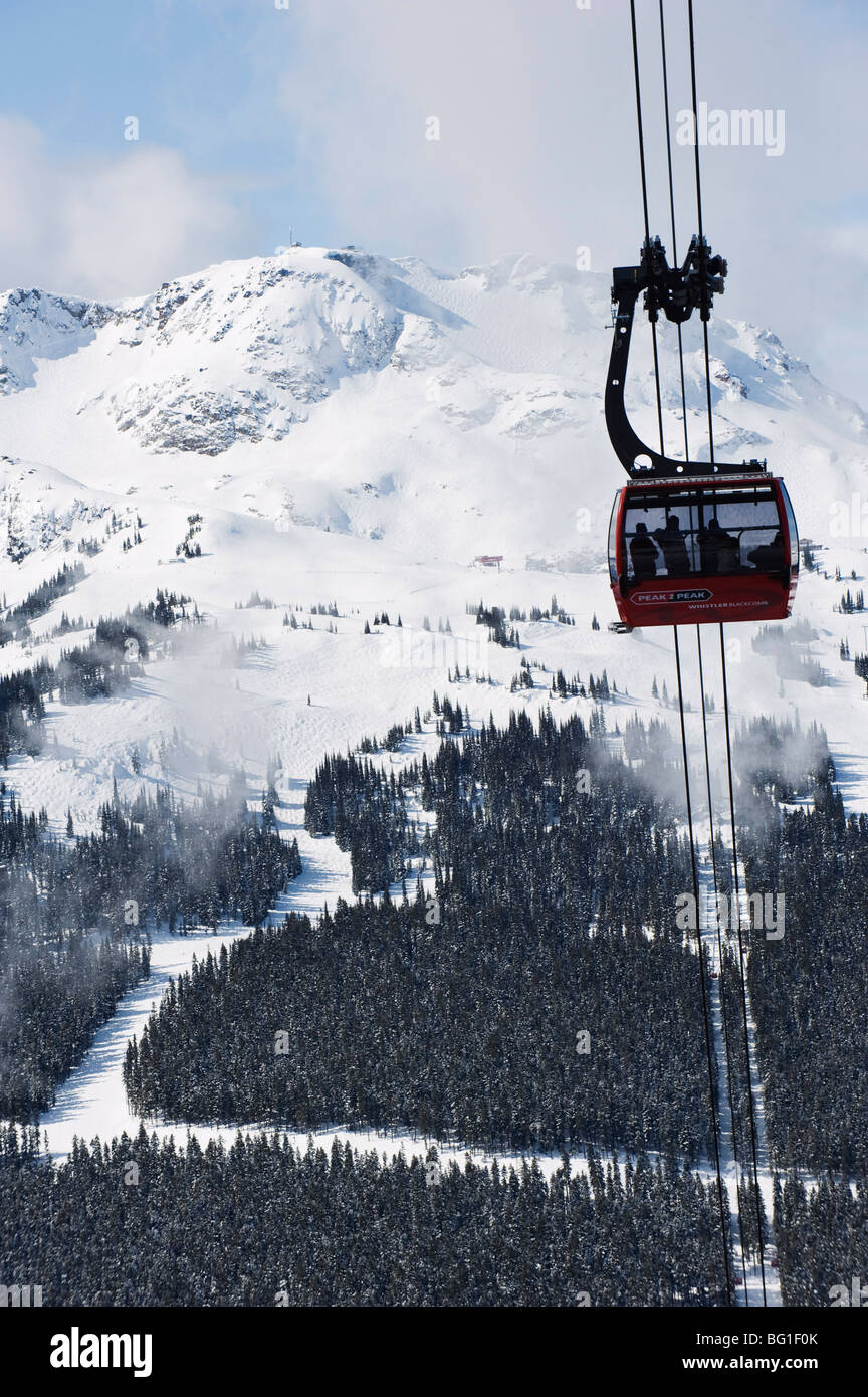 Whistler Blackcomb Peak 2 Peak Gondola, Whistler Mountain 2010 Olympische Winterspiele Veranstaltungsort, Britisch-Kolumbien, Kanada Stockfoto