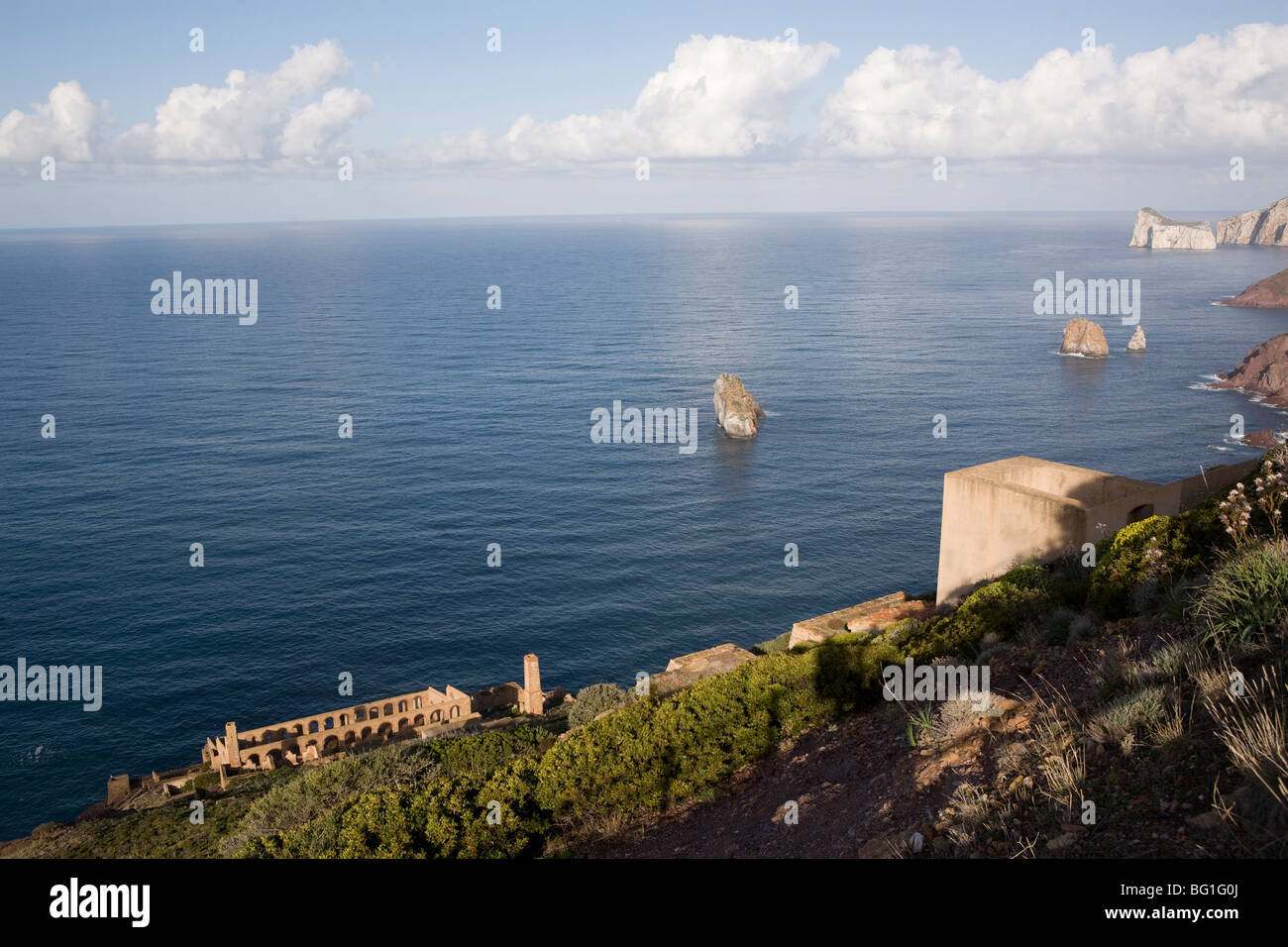 La Lavanderia (die Wäsche) wo Mineral, vor dem Transport aus den alten Minen, Westküste, Sardinien, Italien gewaschen wurde Stockfoto