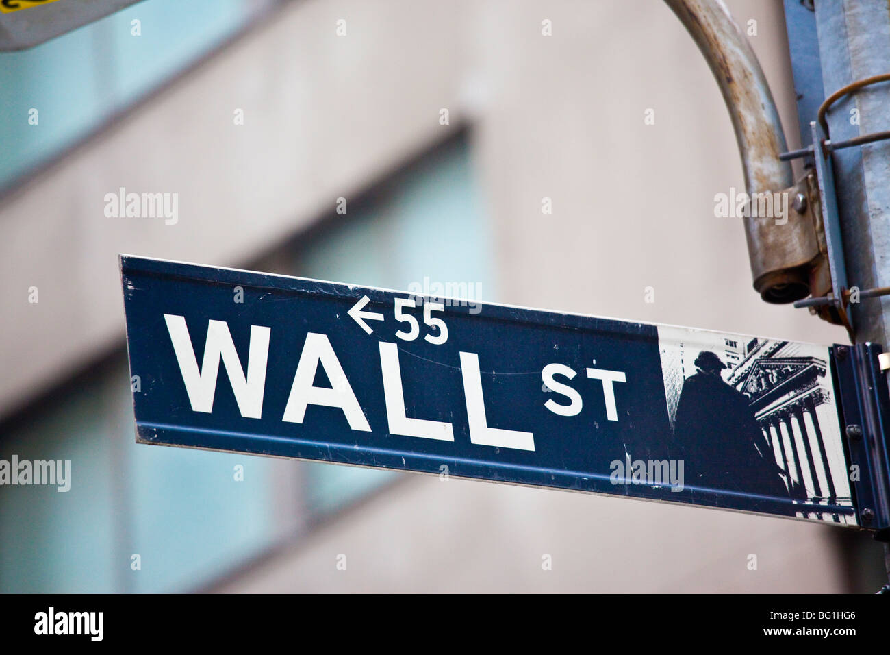 Wall Street im Financial District von Downtown Manhattan Stockfoto