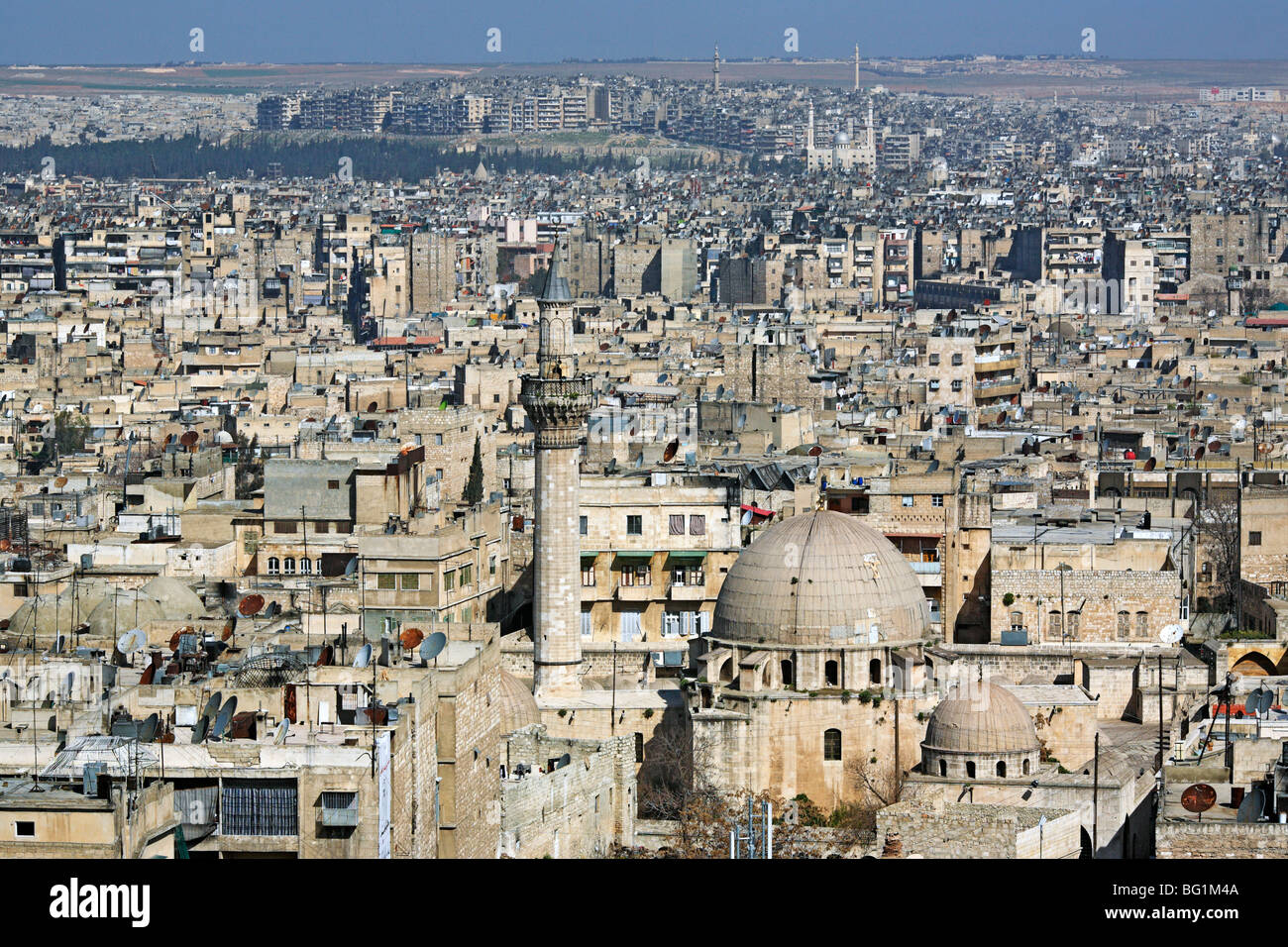 Ansicht der Stadt von Aleppo Zitadelle, Aleppo, Syrien Stockfotografie ...