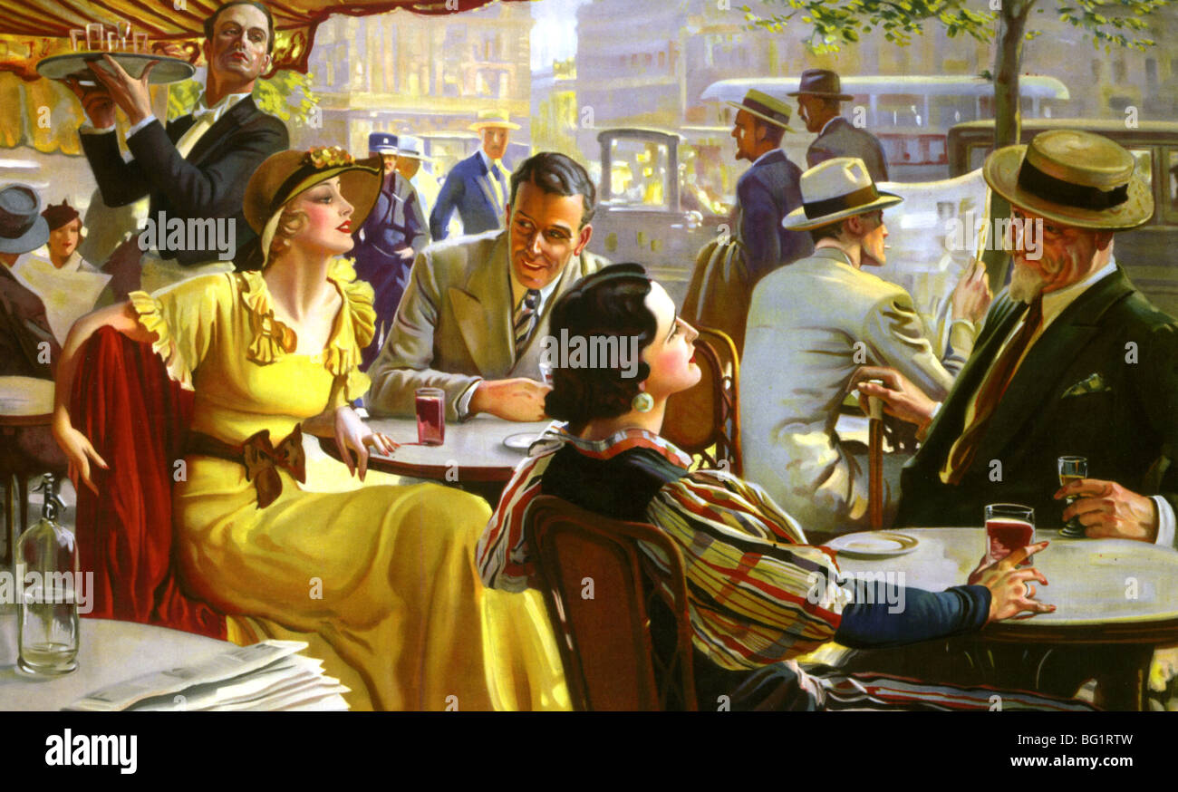 Paris CAFE Leben in 1930er Jahren Stockfoto
