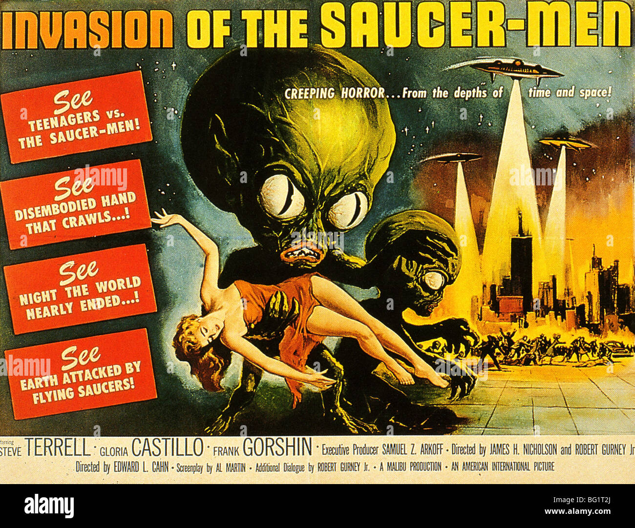 INVASION von der Untertasse-MEN Plakat für 1957 American International Pictures Film Stockfoto