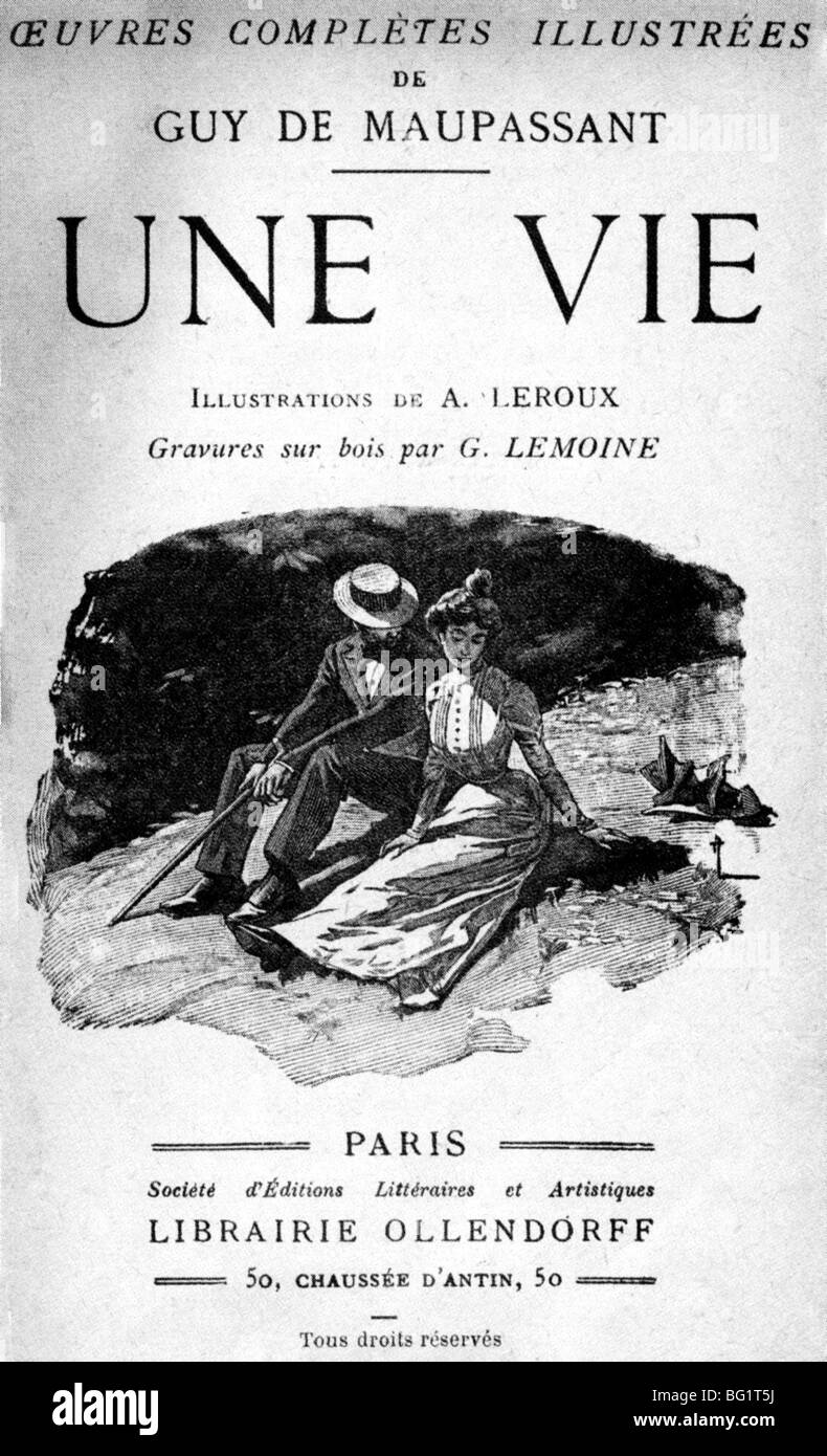 Französischer Schriftsteller GUY DE MAUPASSANT - Frontespiece aus einer Gesamtausgabe seiner Werke Stockfoto