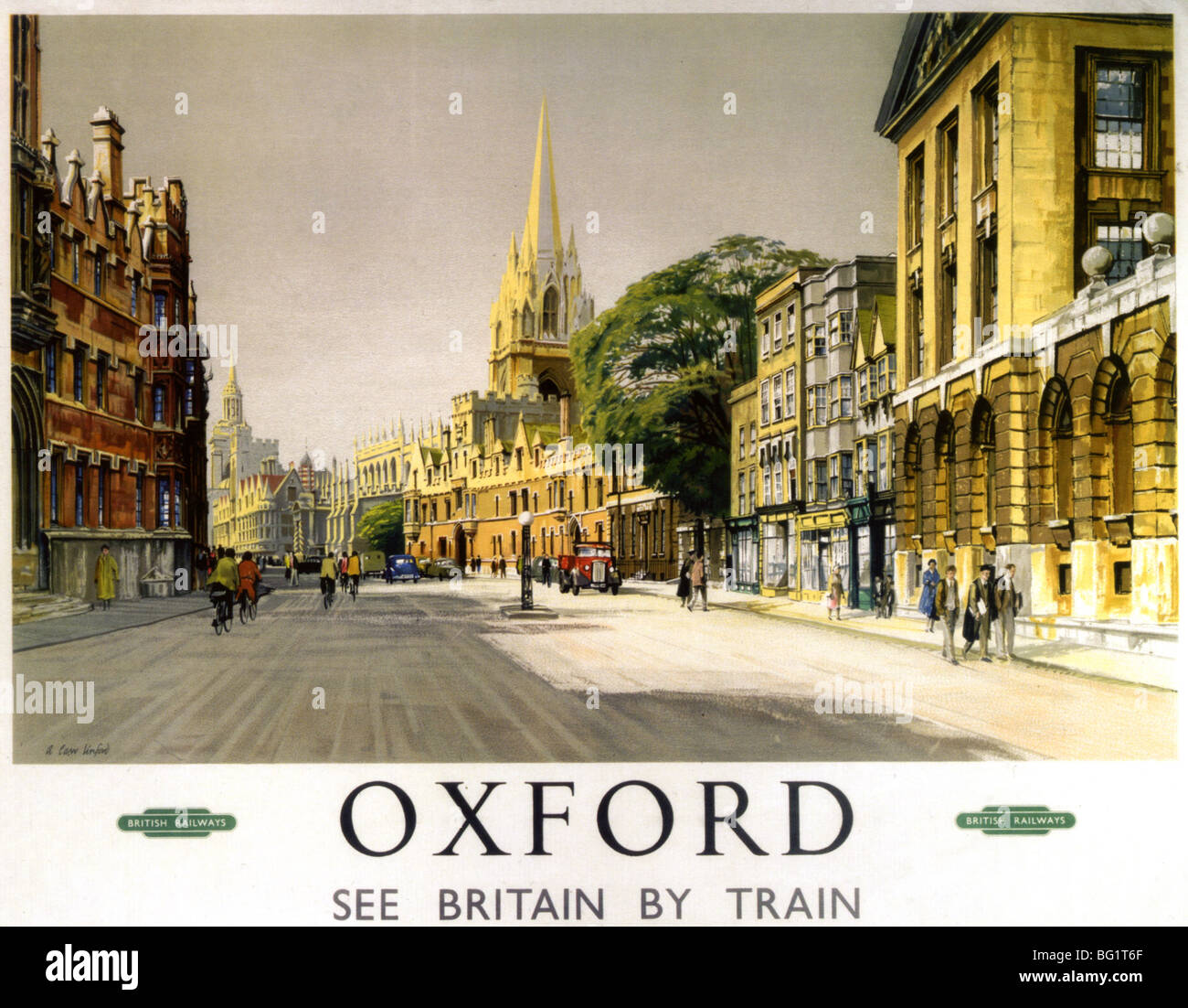 OXFORD in den 1930er Jahren wie auf einem Plakat der britischen Eisenbahn gezeigt Stockfoto