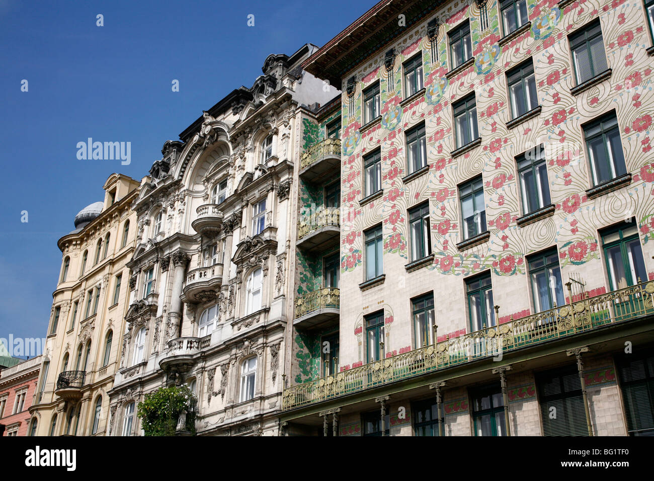 Majolikahaus von Otto Wagner, Wien, Österreich, Europa Stockfoto