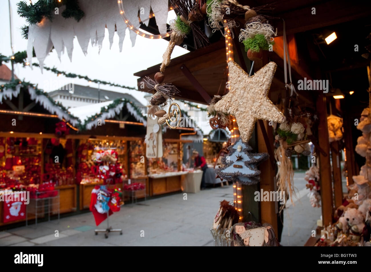 Weihnachten Marktplatz in Klagenfurt. Stockfoto