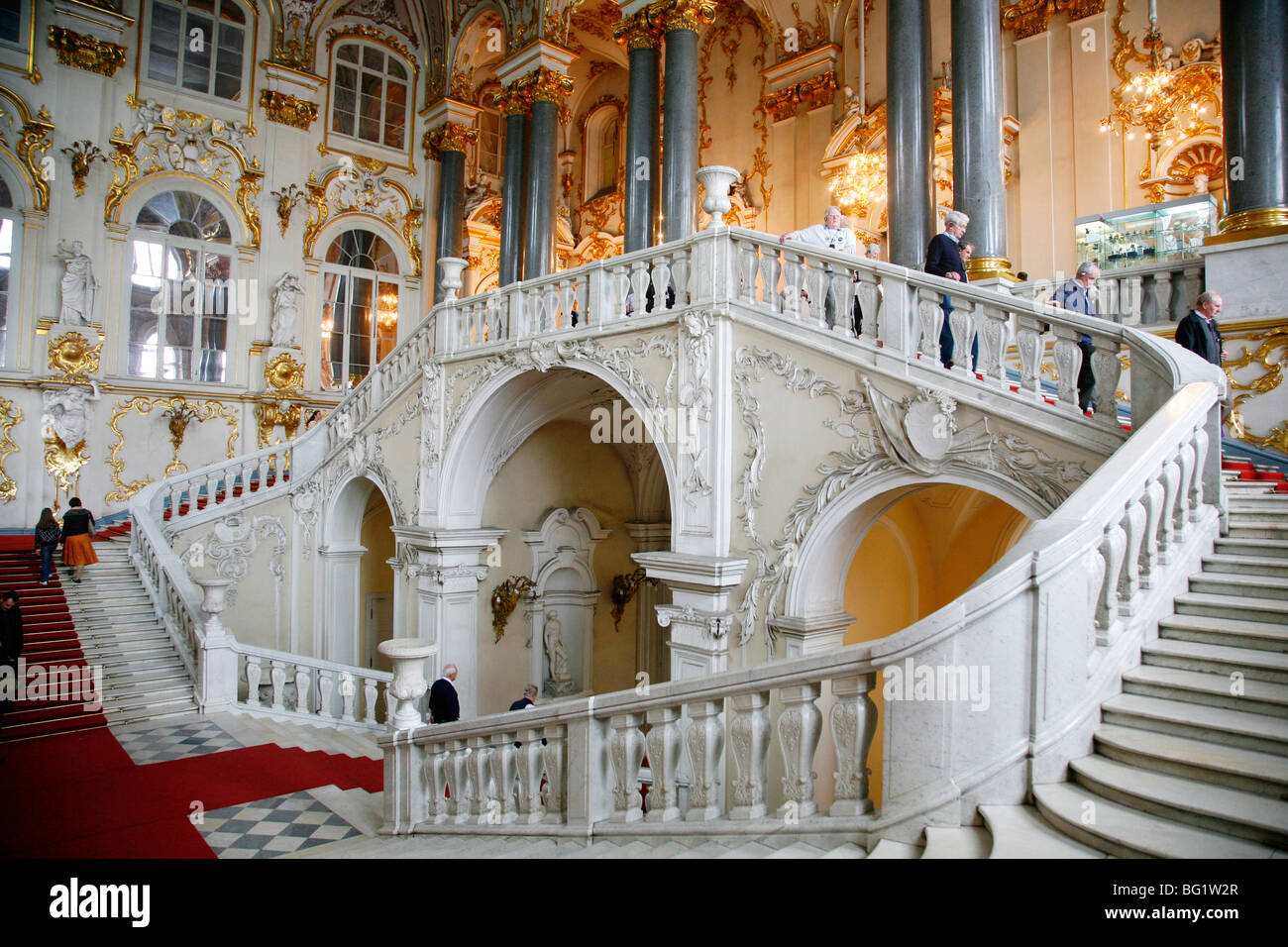 Die Haupttreppe im Winterpalais. St. Petersburg, Russland, Europa Stockfoto