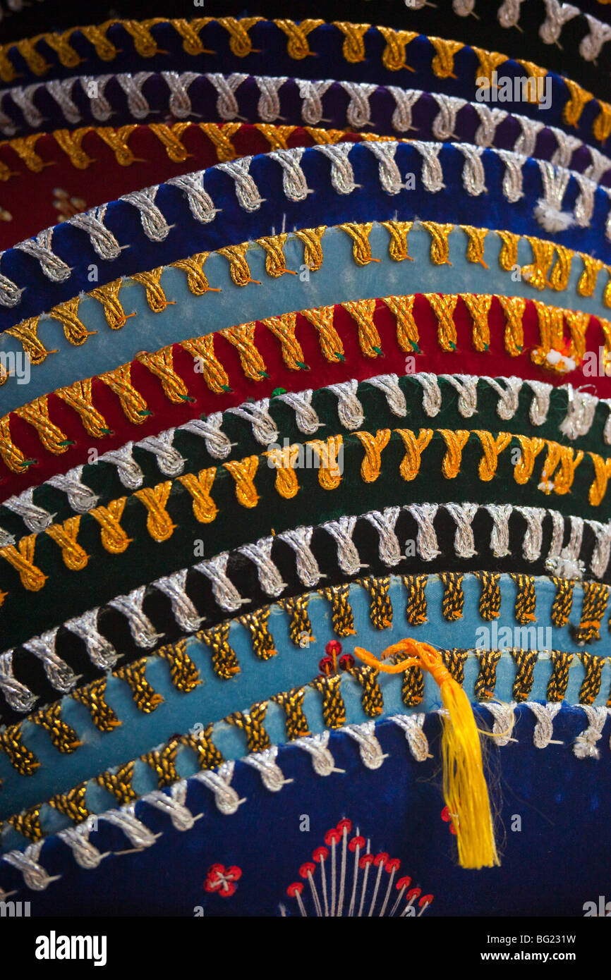 Stapel von Souvenir Sombreros in einem Geschäft in Mexiko-Stadt Stockfoto