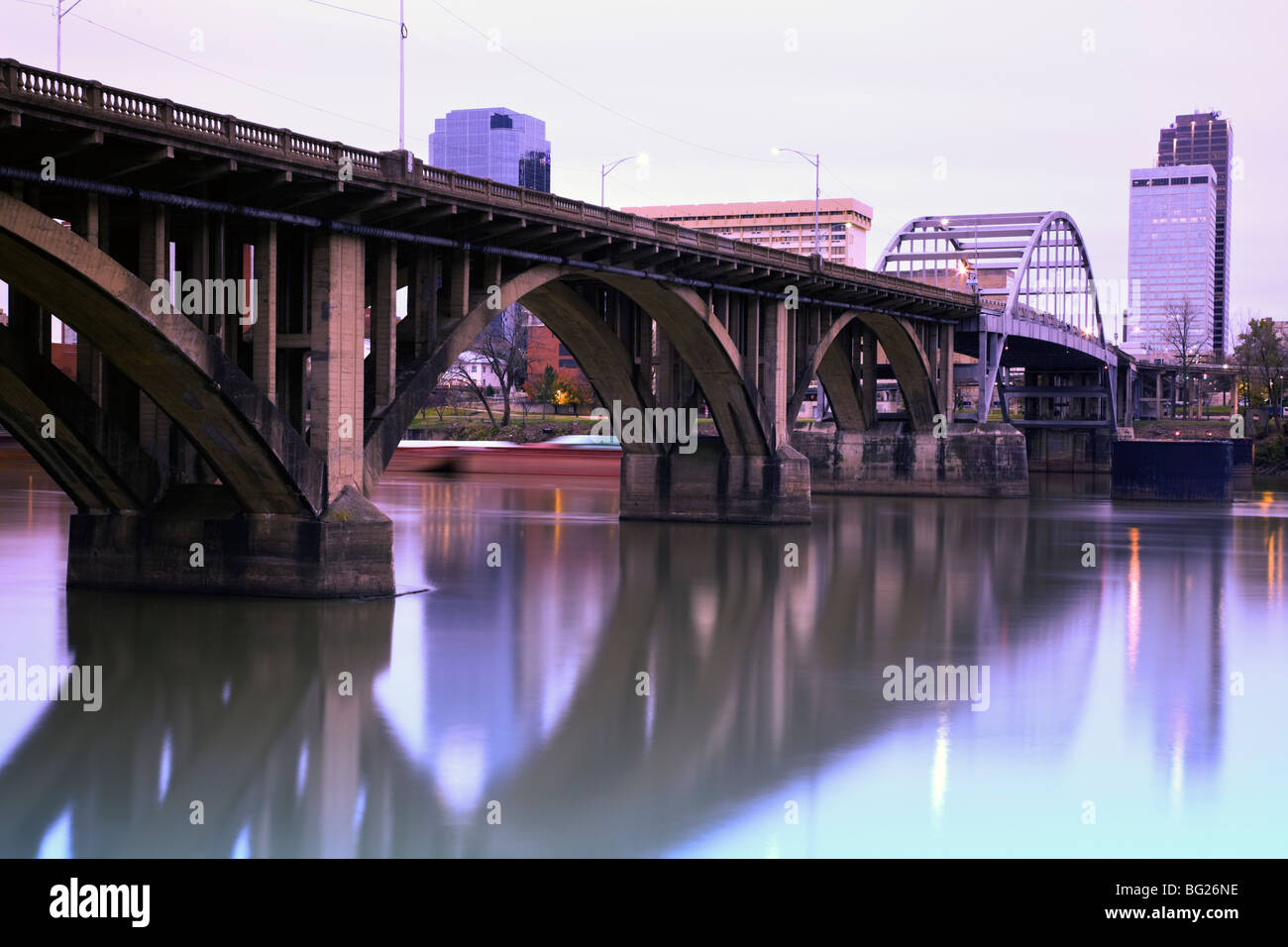 Brücke in Little Rock, Arkansas. Morgen Zeit. Stockfoto