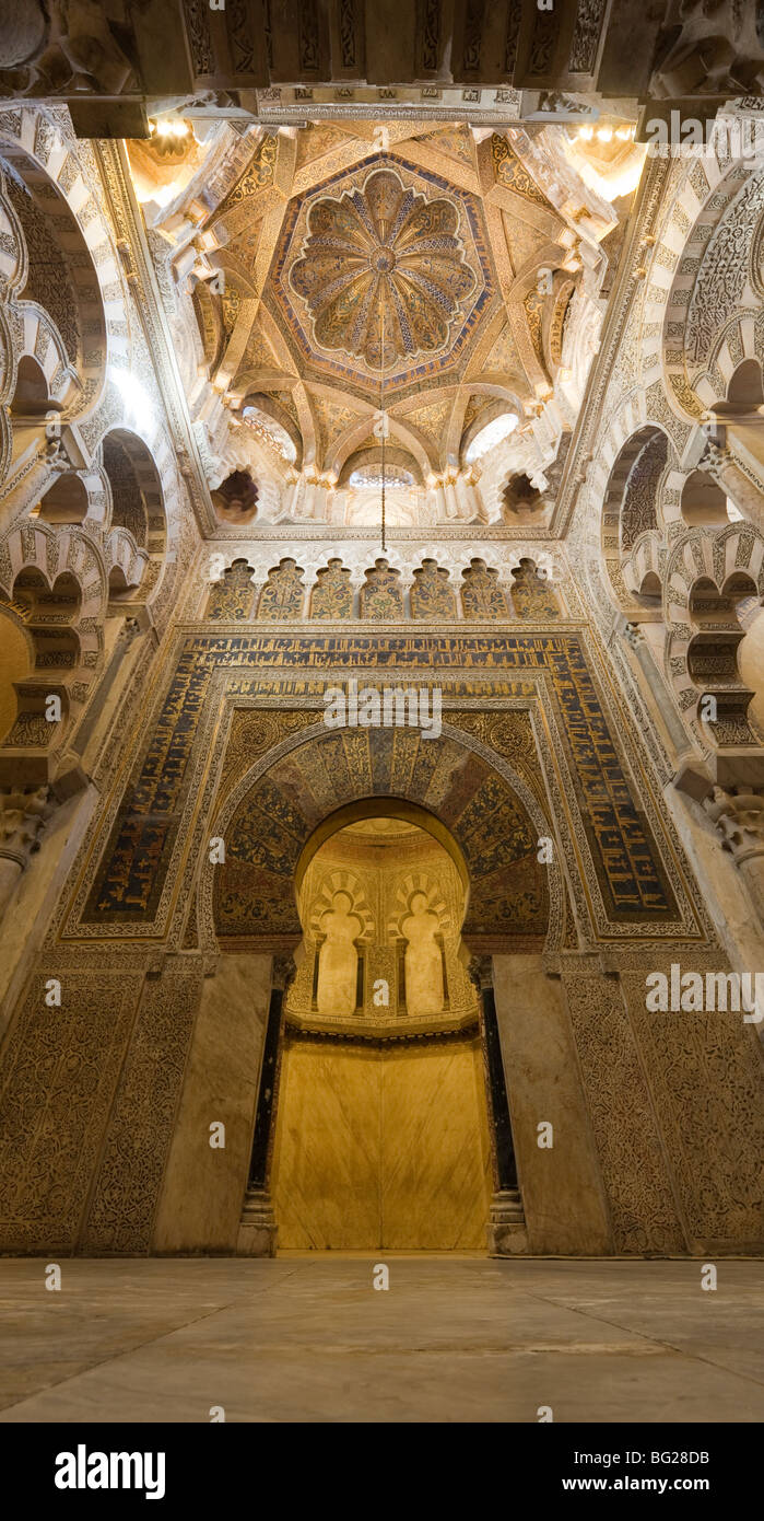 Bucht vor der Mihrab, Mezquita von Córdoba, Andalusien, Spanien Stockfoto