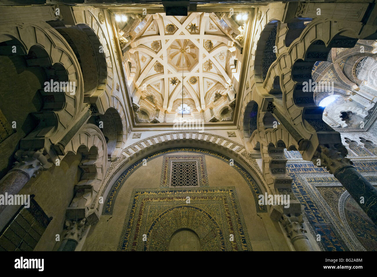 Bucht auf der linken Seite der Mihrab, Mezquita von Córdoba, Andalusien, Spanien Stockfoto
